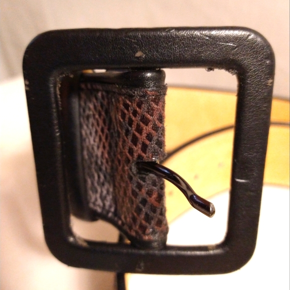 BLACK/BROWN/GREY SNAKE EMBOSSED WIDE BELT L USA - Picture 3 of 6